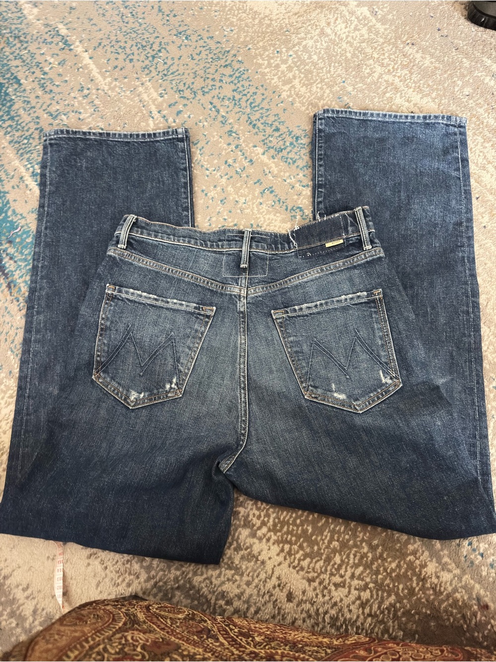 MOTHER Straight Leg Jeans in Dark Blue Wash